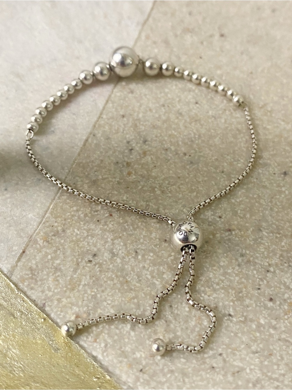 Pandora Sterling silver 925 Beaded Sliding Adjustable Tennis Bracelet